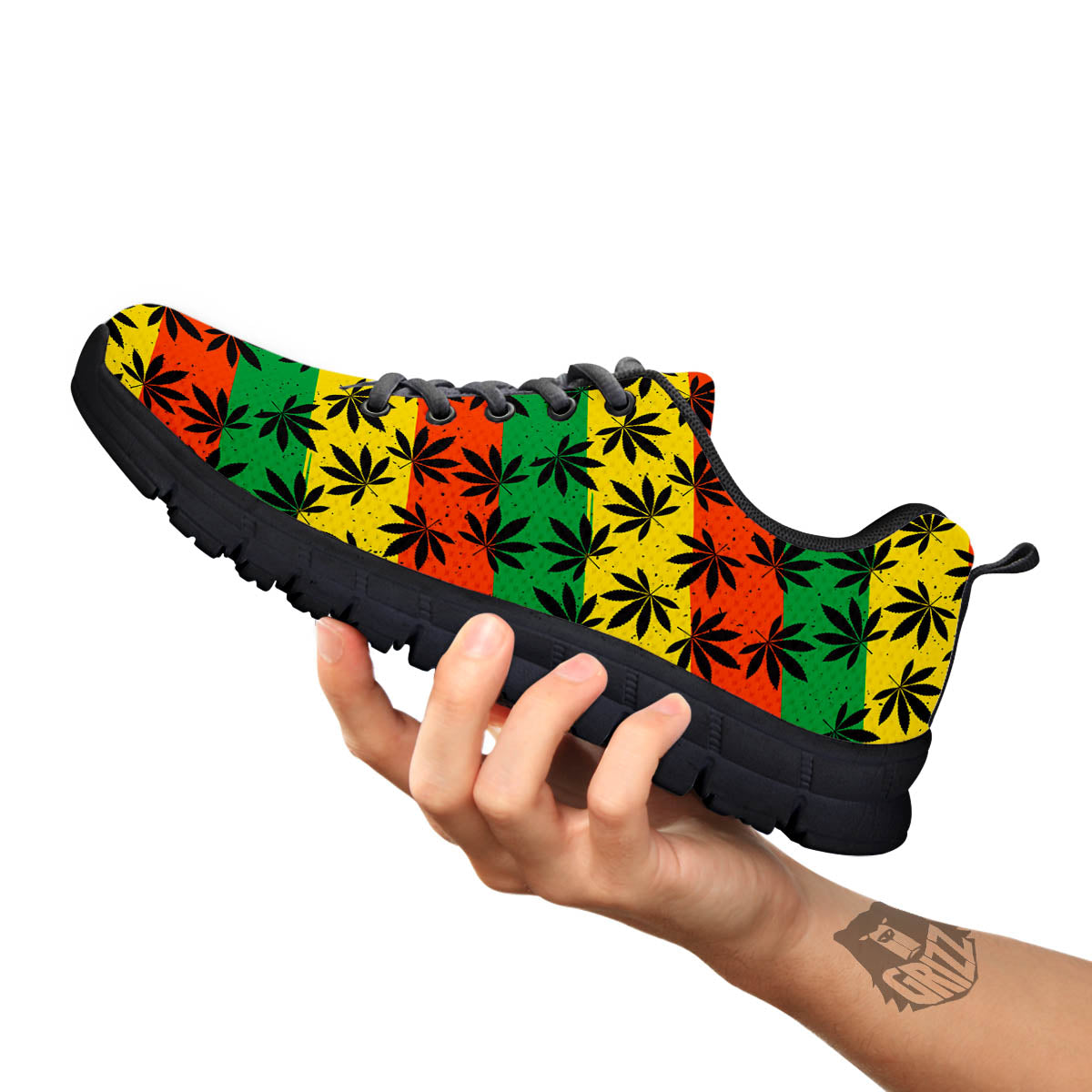 Reggae Hemp Leaves Classic Print Pattern Black Sneaker-grizzshop