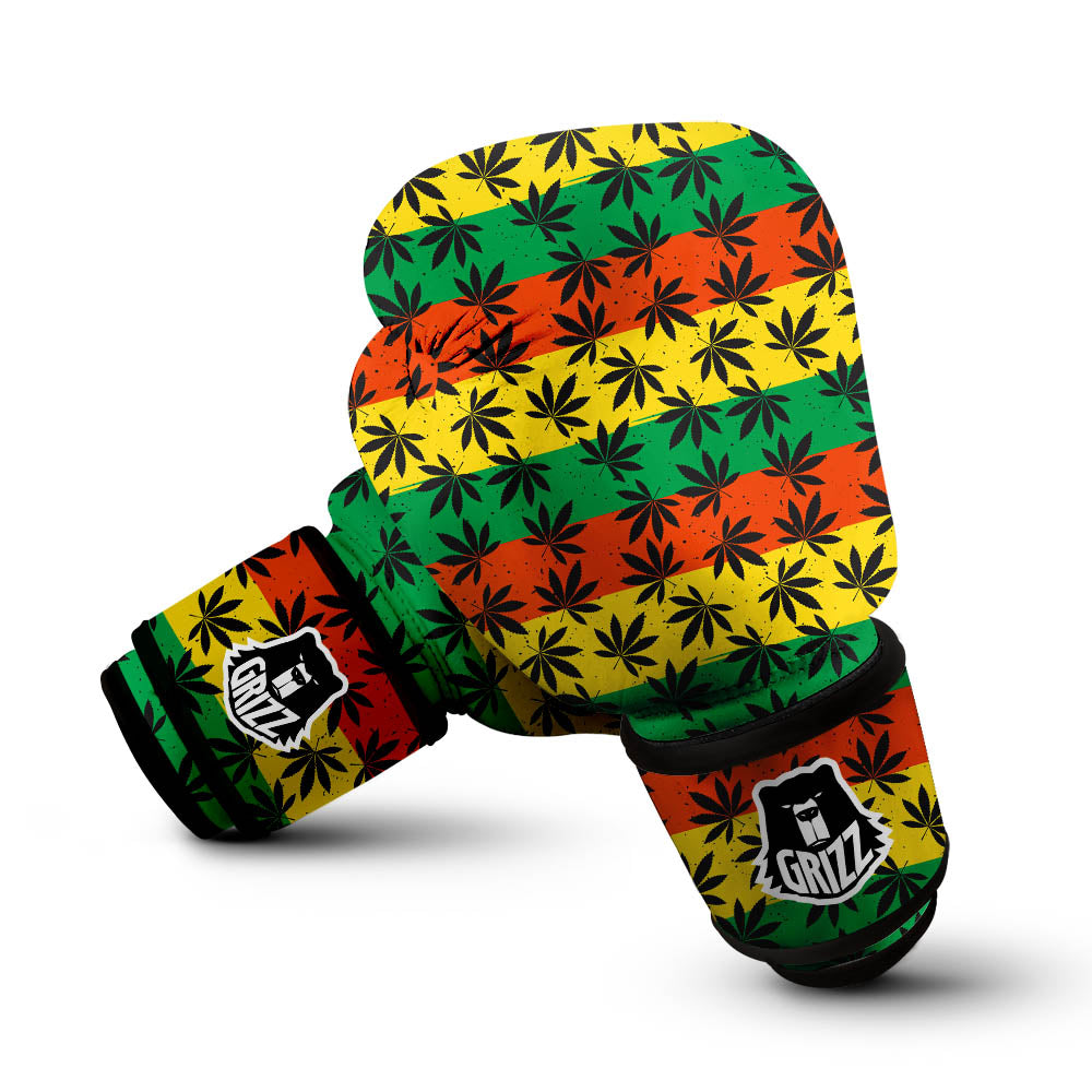Reggae Hemp Leaves Classic Print Pattern Boxing Gloves-grizzshop