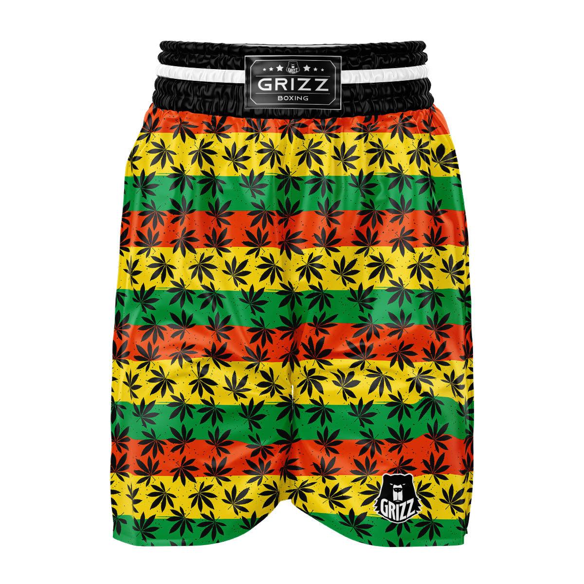 Reggae Hemp Leaves Classic Print Pattern Boxing Shorts-grizzshop