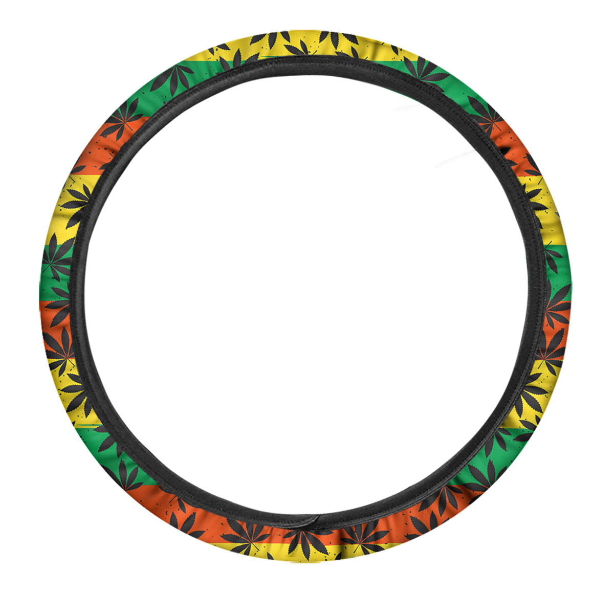 Reggae Hemp Leaves Classic Print Pattern Car Steering Wheel Cover-grizzshop