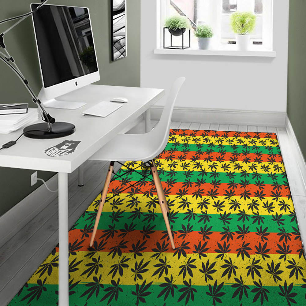Reggae Hemp Leaves Classic Print Pattern Floor Mat-grizzshop