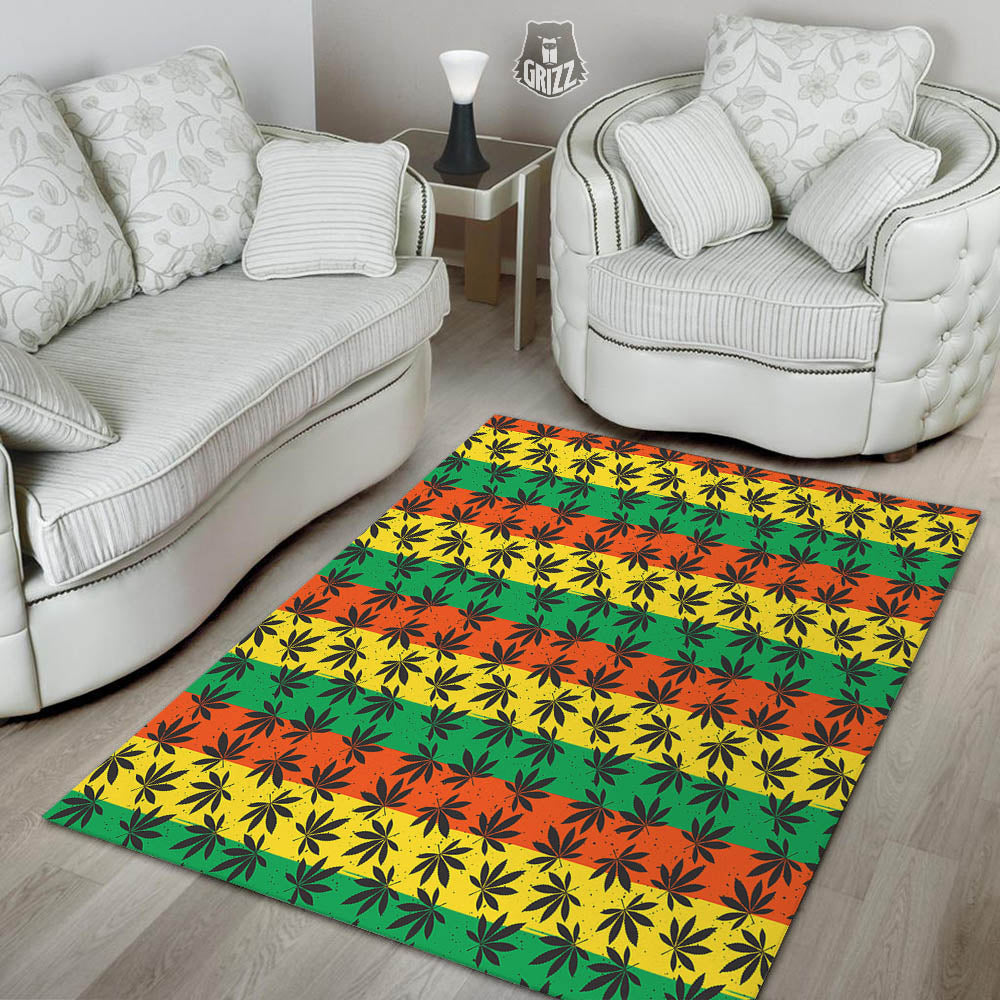 Reggae Hemp Leaves Classic Print Pattern Floor Mat-grizzshop