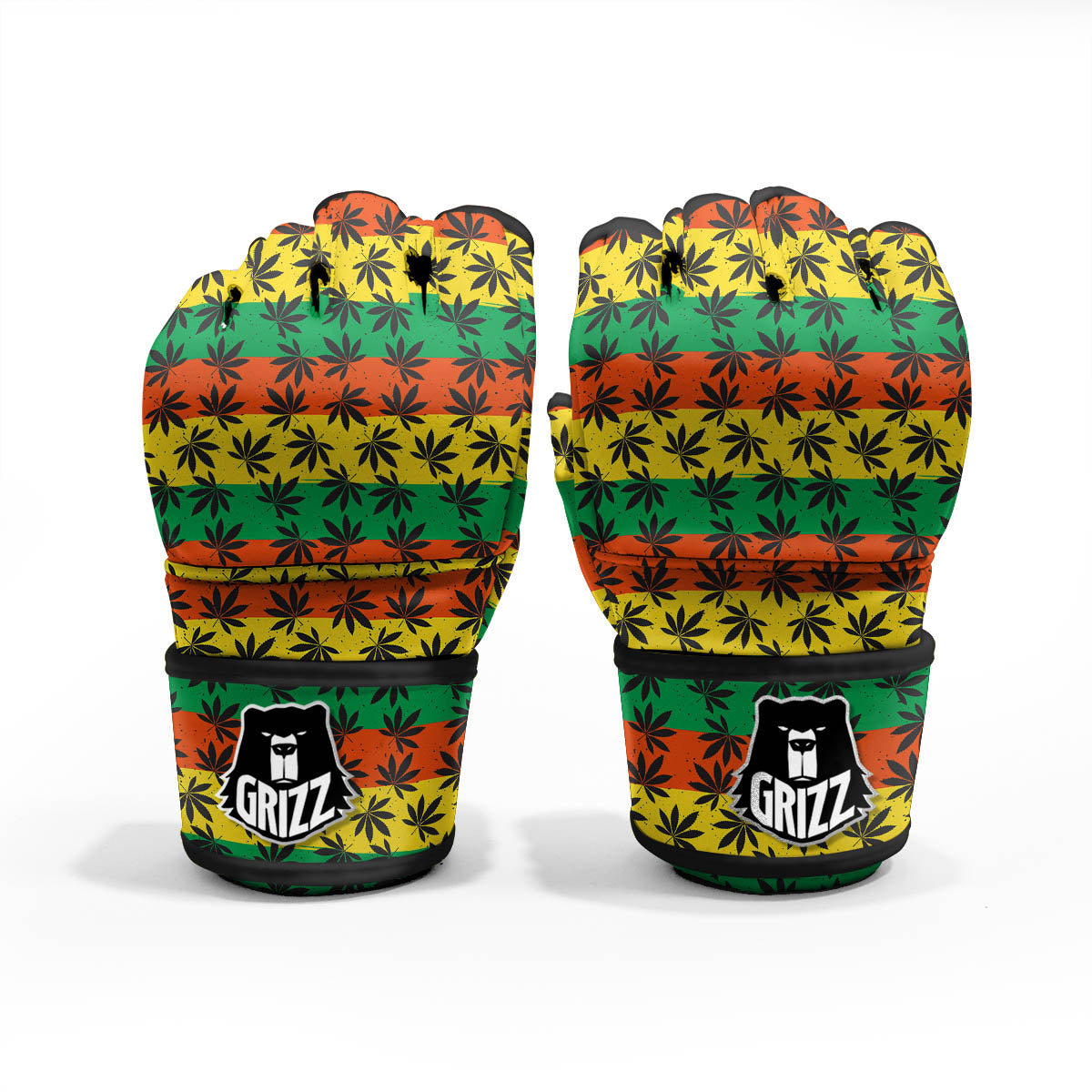 Reggae Hemp Leaves Classic Print Pattern MMA Gloves-grizzshop