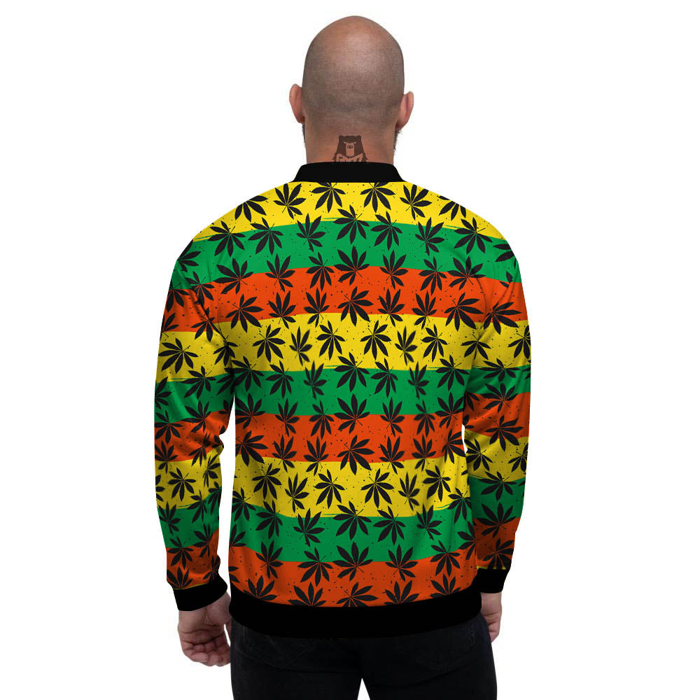 Reggae Hemp Leaves Classic Print Pattern Men's Bomber Jacket-grizzshop