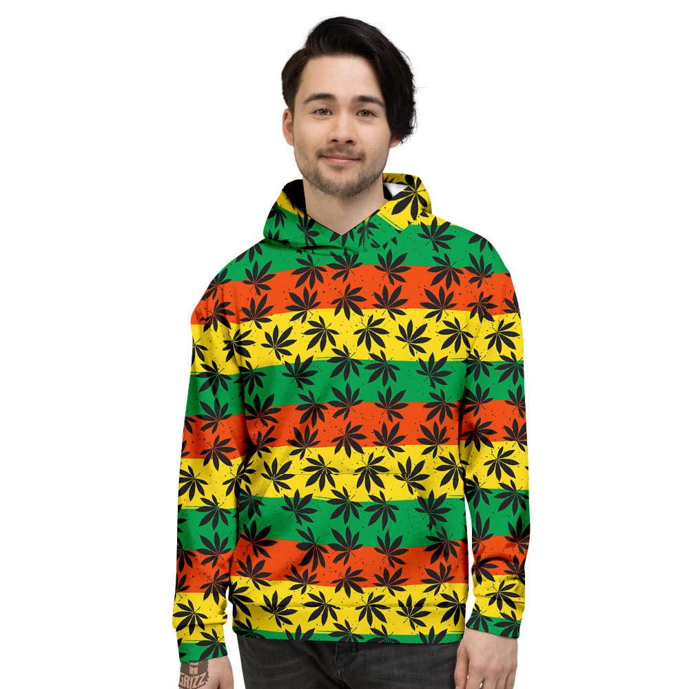 Reggae Hemp Leaves Classic Print Pattern Men's Hoodie-grizzshop