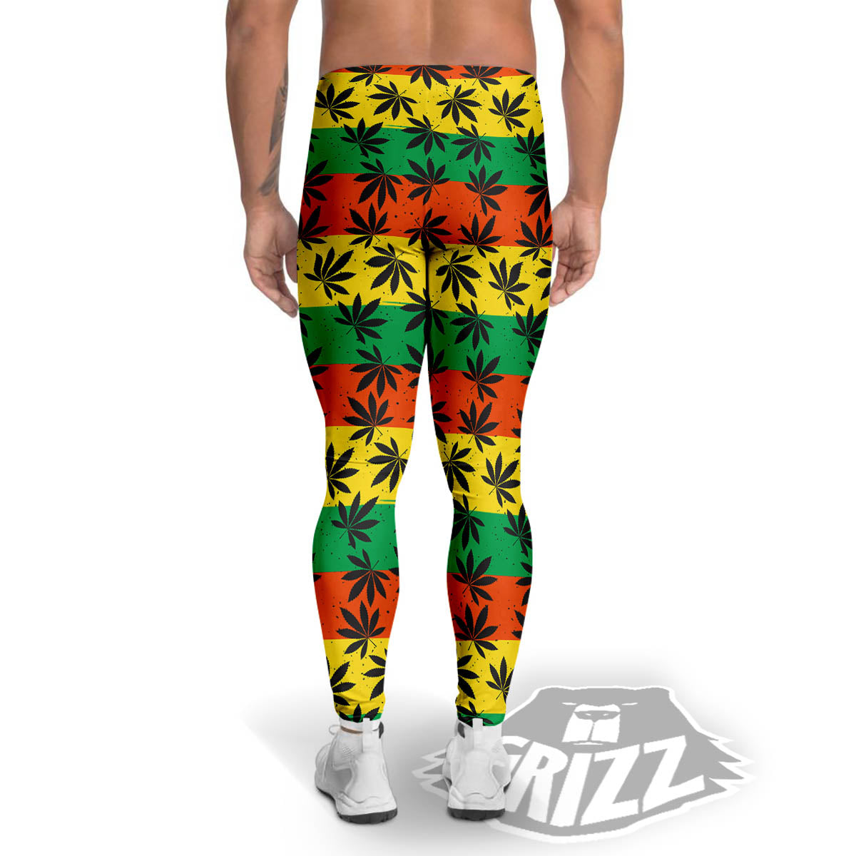 Reggae Hemp Leaves Classic Print Pattern Men's Leggings-grizzshop