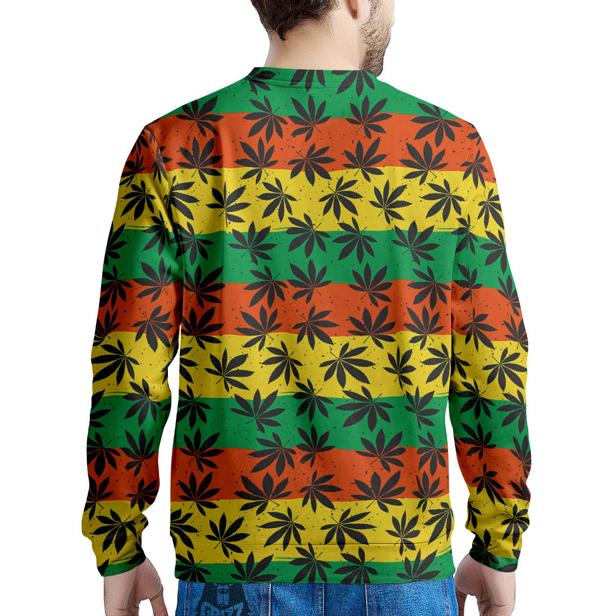 Reggae Hemp Leaves Classic Print Pattern Men's Sweatshirt-grizzshop