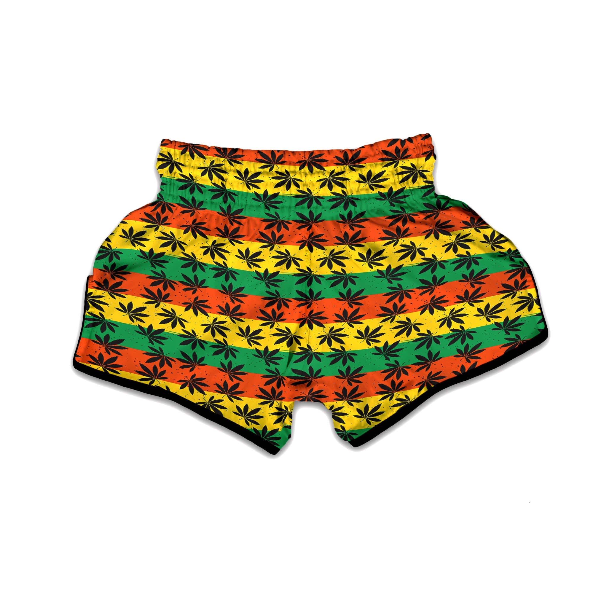 Reggae Hemp Leaves Classic Print Pattern Muay Thai Boxing Shorts-grizzshop