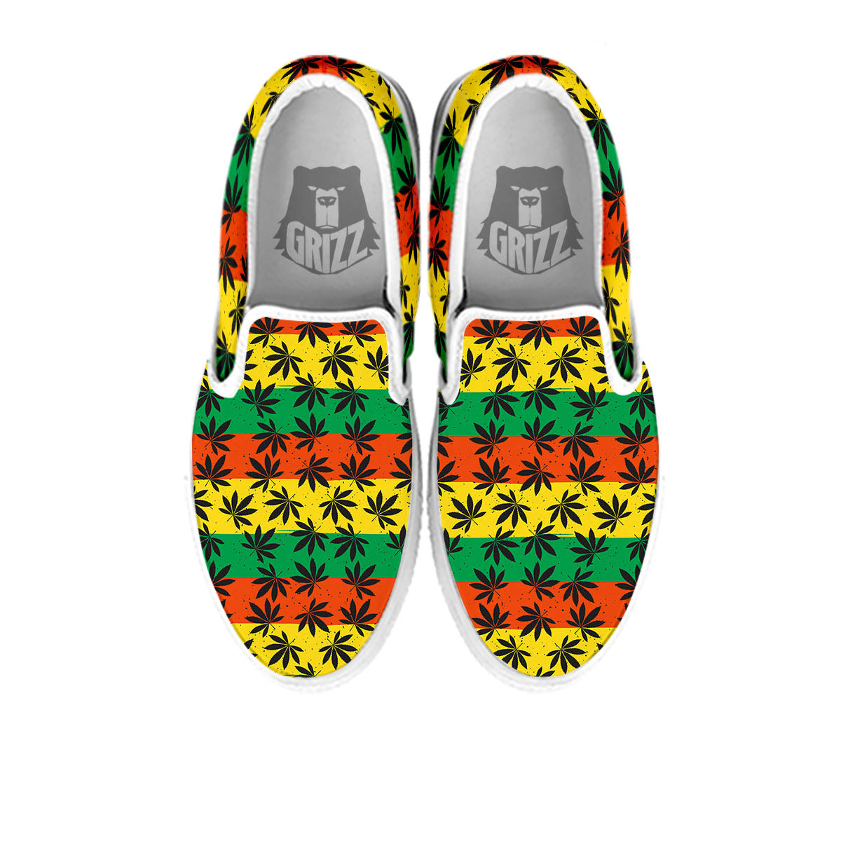 Reggae Hemp Leaves Classic Print Pattern White Slip On Shoes-grizzshop