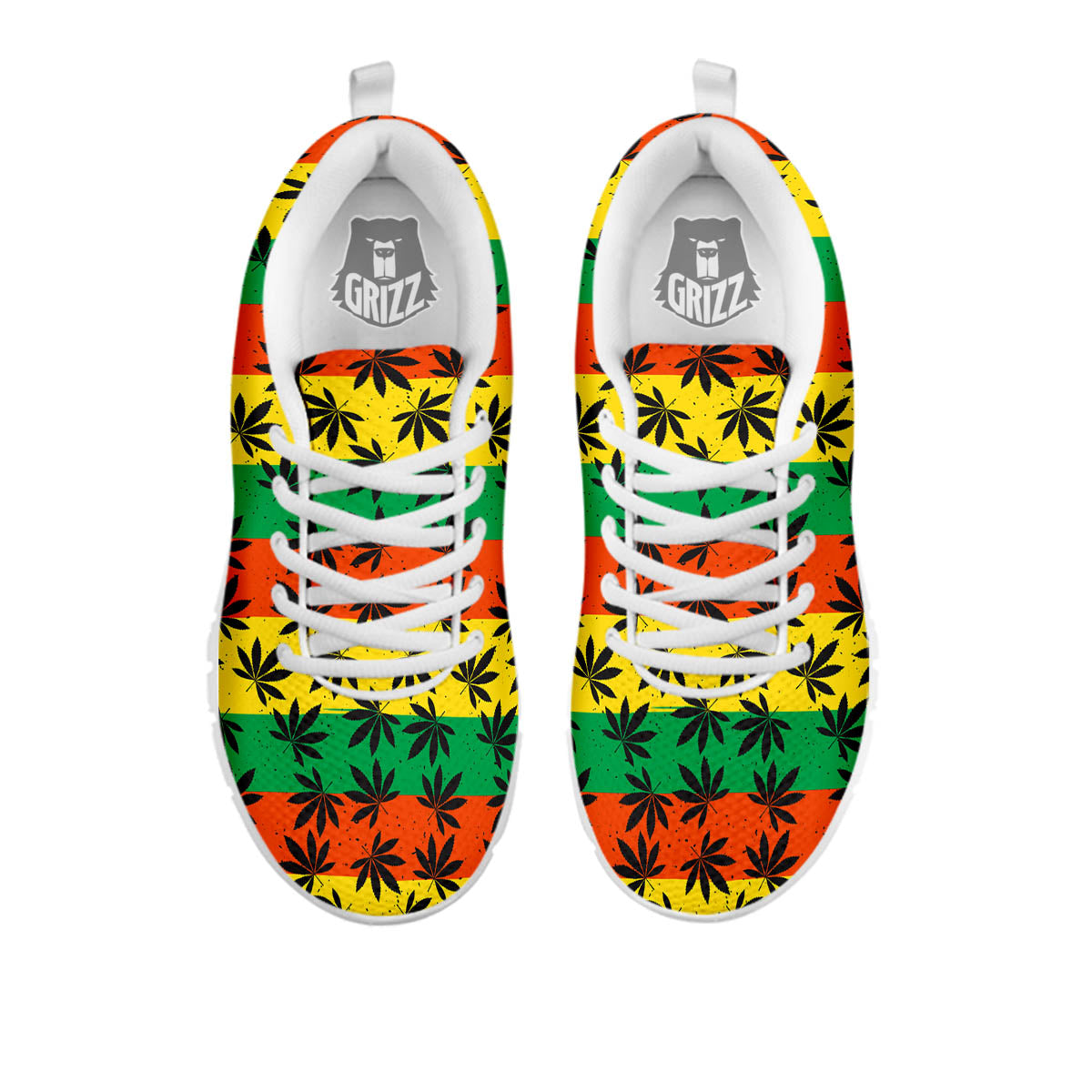 Reggae Hemp Leaves Classic Print Pattern White Sneaker-grizzshop