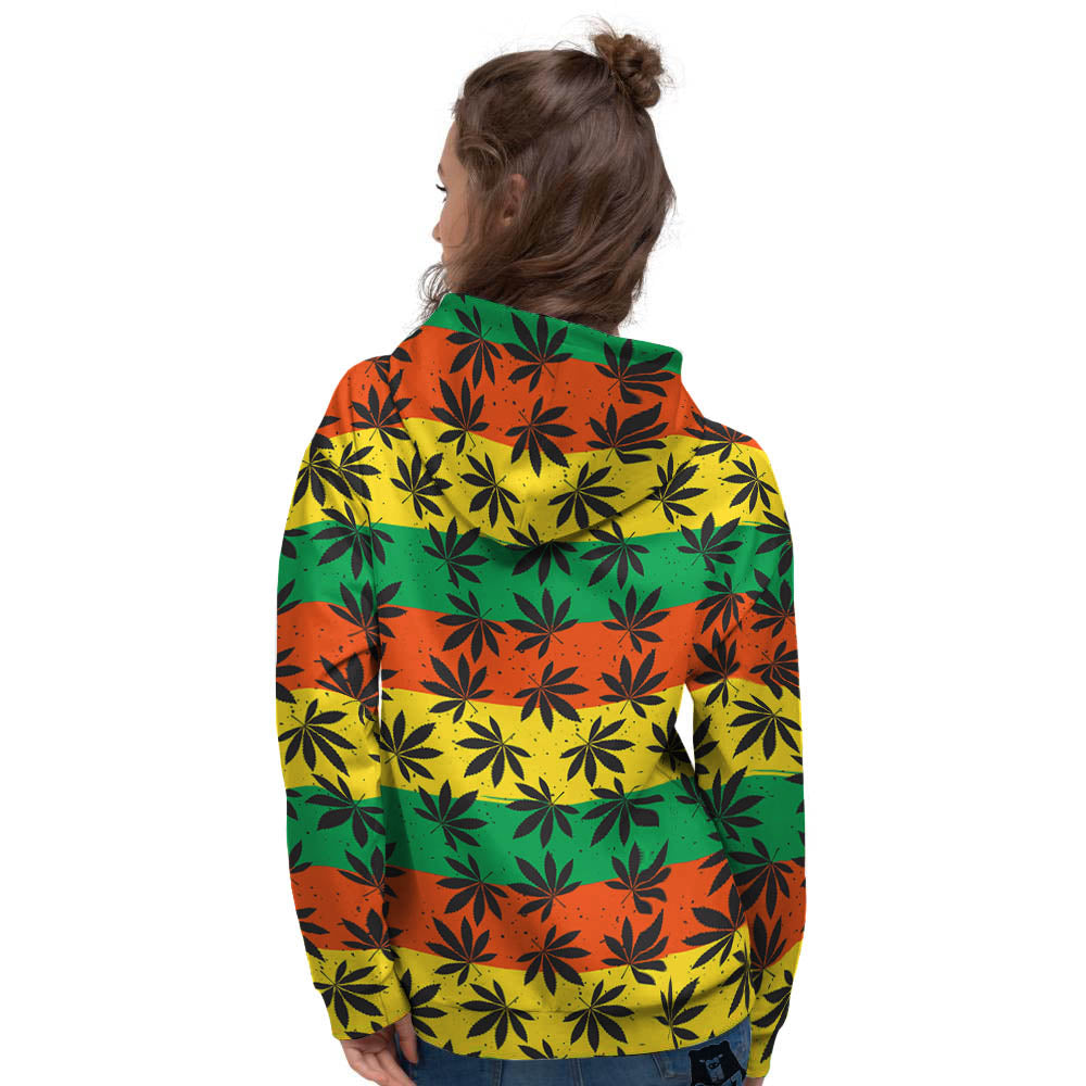 Reggae Hemp Leaves Classic Print Pattern Women's Hoodie-grizzshop