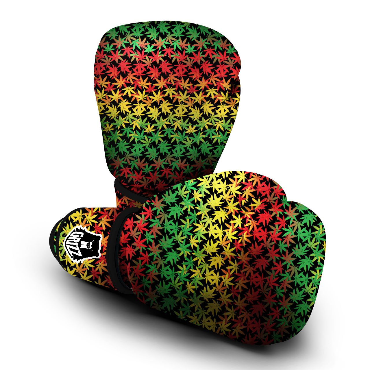 Reggae Hemp Leaves Print Pattern Boxing Gloves-grizzshop