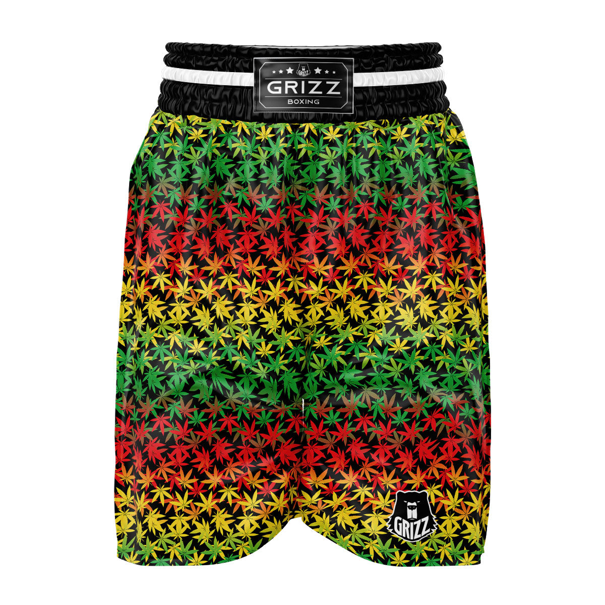 Reggae Hemp Leaves Print Pattern Boxing Shorts-grizzshop
