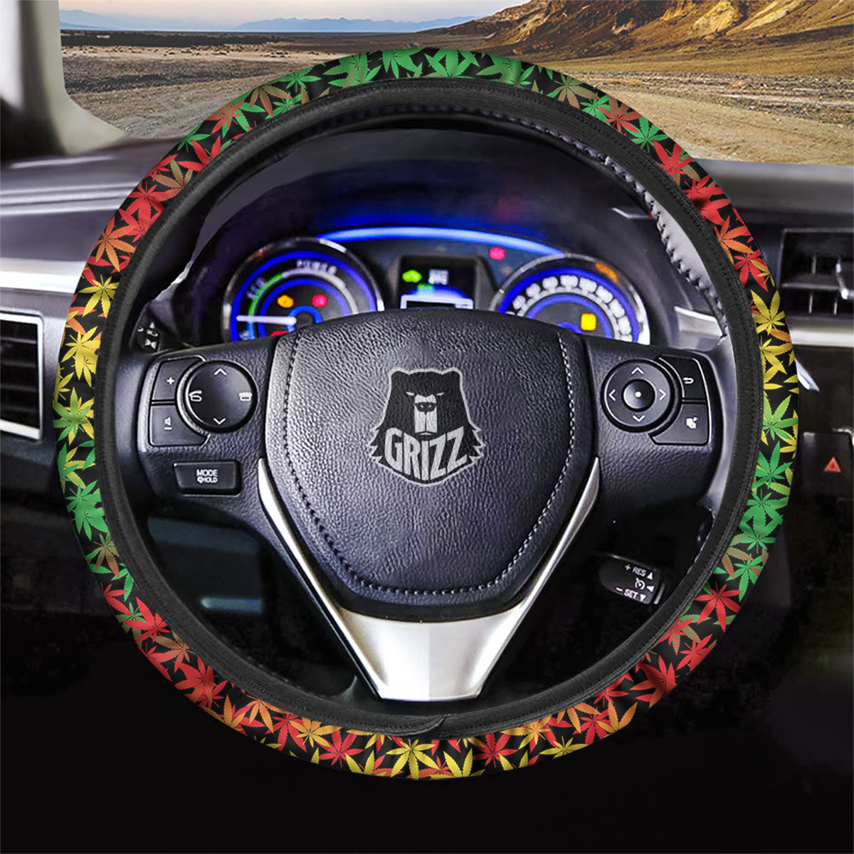 Reggae Hemp Leaves Print Pattern Car Steering Wheel Cover-grizzshop