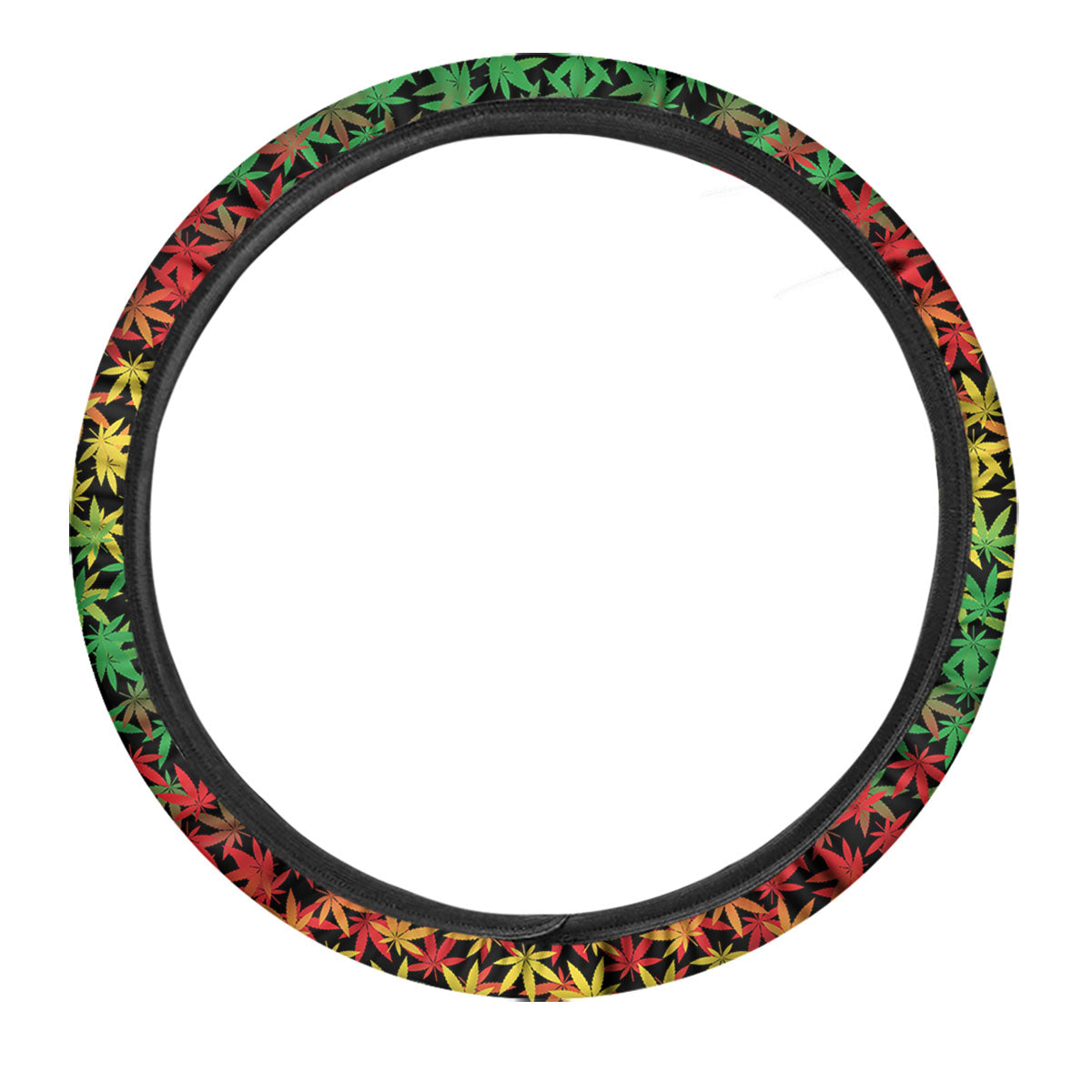 Reggae Hemp Leaves Print Pattern Car Steering Wheel Cover-grizzshop