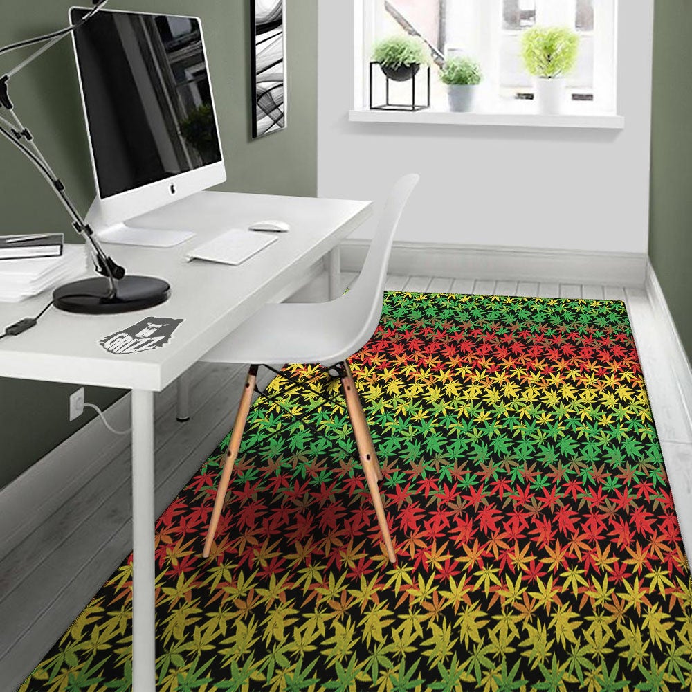Reggae Hemp Leaves Print Pattern Floor Mat-grizzshop