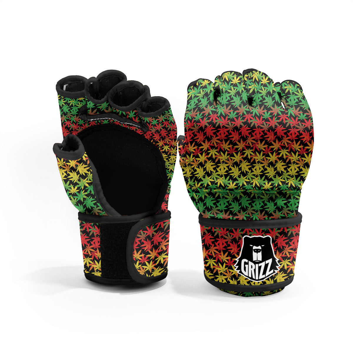 Reggae Hemp Leaves Print Pattern MMA Gloves-grizzshop