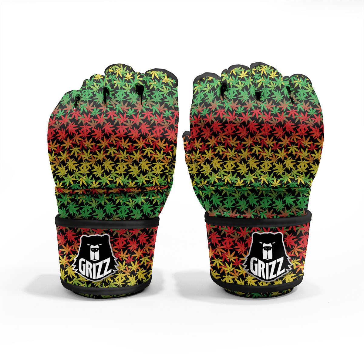 Reggae Hemp Leaves Print Pattern MMA Gloves-grizzshop