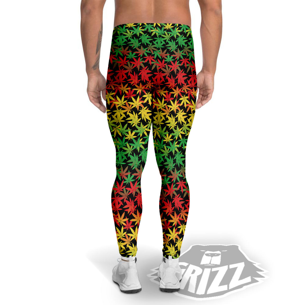 Reggae Hemp Leaves Print Pattern Men's Leggings-grizzshop