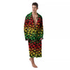 Reggae Hemp Leaves Print Pattern Men's Robe-grizzshop