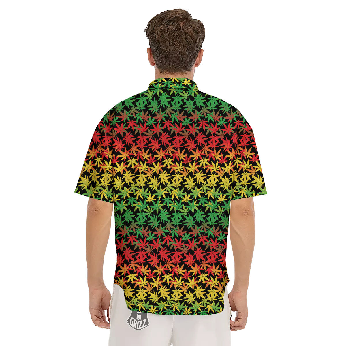 Reggae Hemp Leaves Print Pattern Men's Short Sleeve Shirts-grizzshop