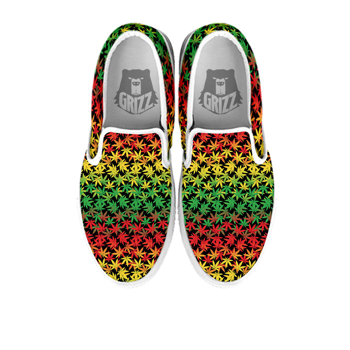 Reggae Hemp Leaves Print Pattern White Slip On Shoes-grizzshop