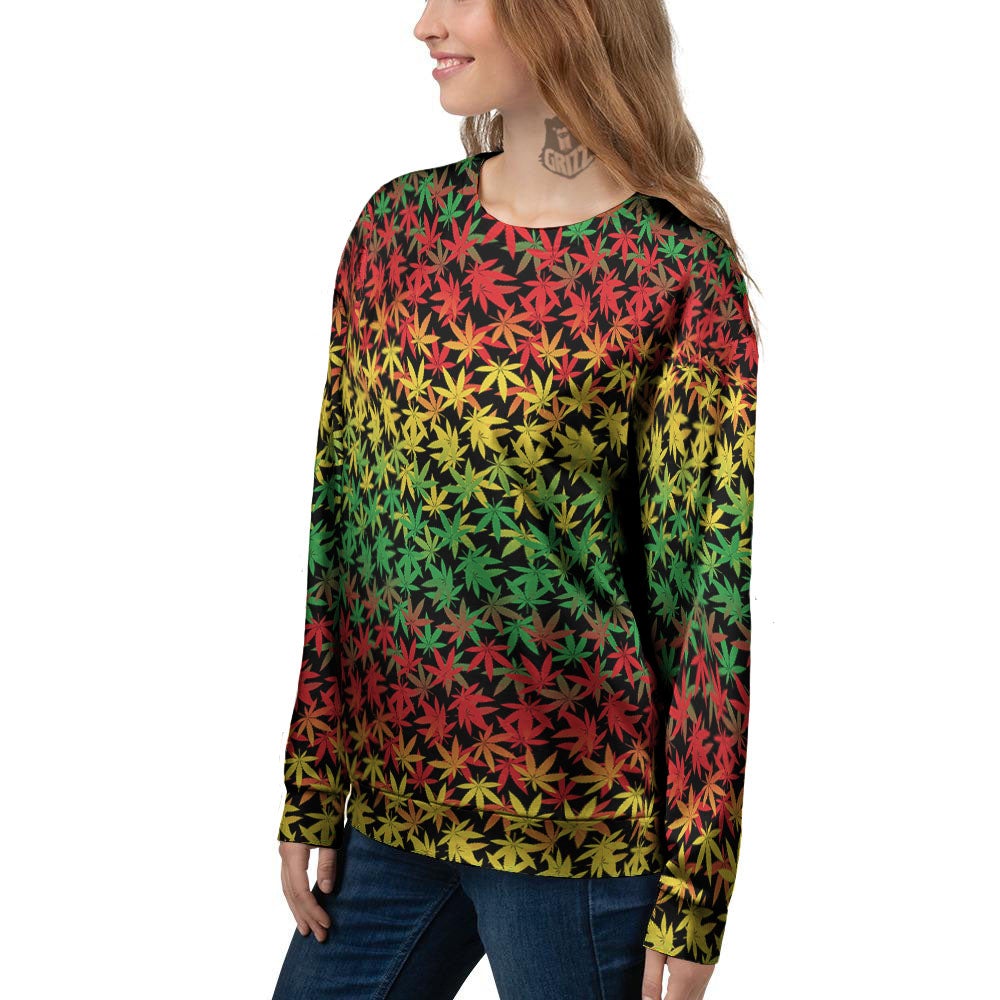 Reggae Hemp Leaves Print Pattern Women's Sweatshirt-grizzshop