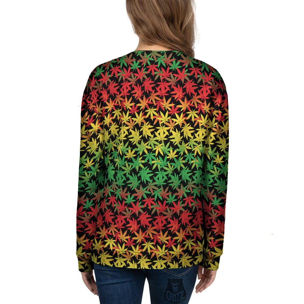 Reggae Hemp Leaves Print Pattern Women's Sweatshirt-grizzshop