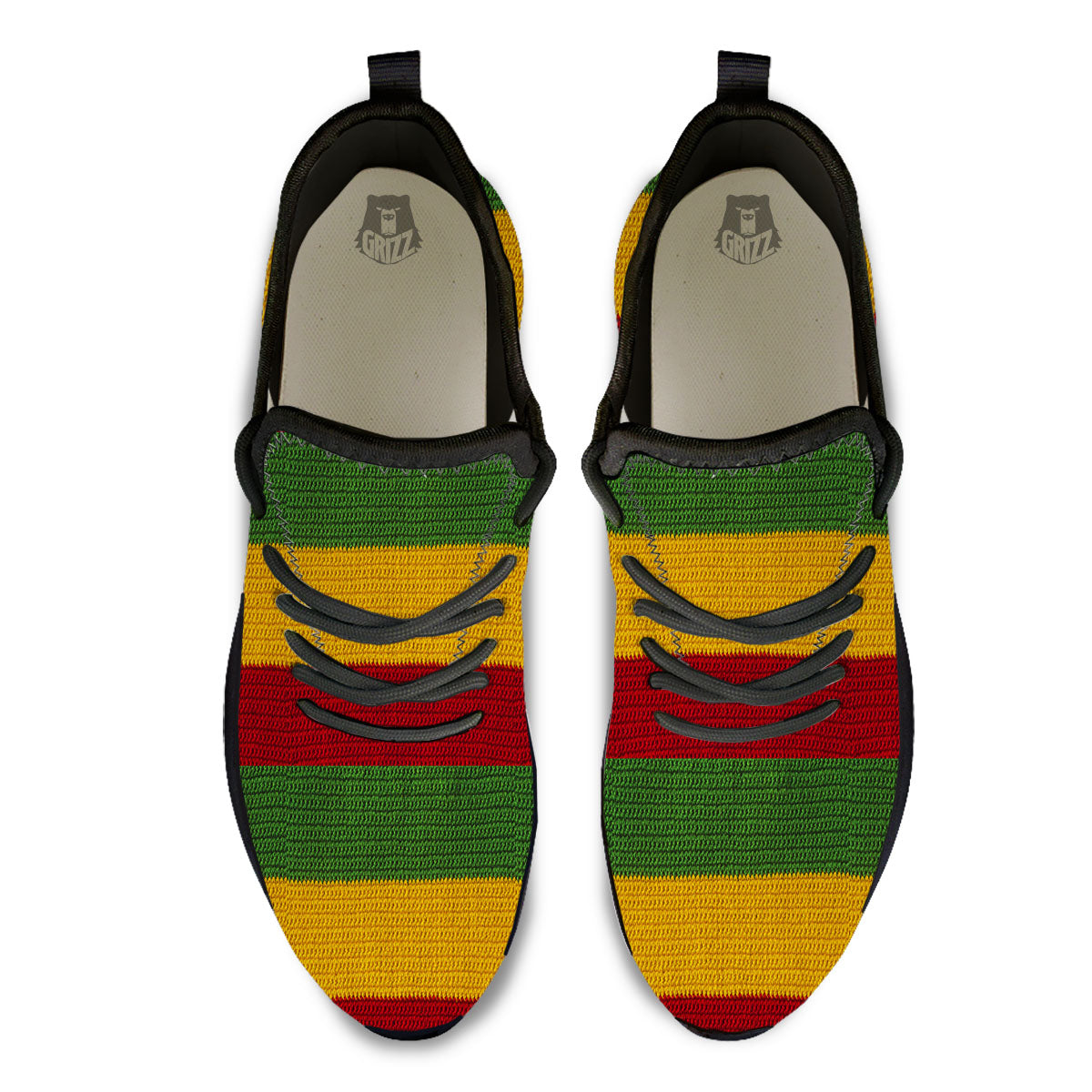 Reggae Knitted Print Pattern Black Athletic Shoes-grizzshop