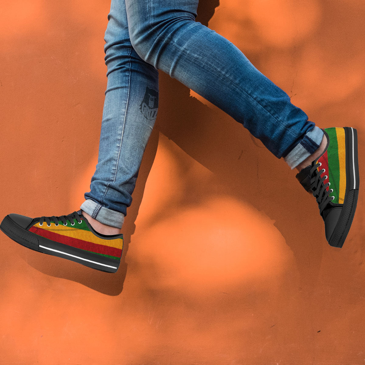 Reggae Knitted Print Pattern Black Low Top Shoes-grizzshop