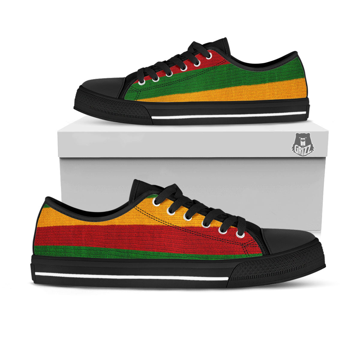 Reggae Knitted Print Pattern Black Low Top Shoes-grizzshop