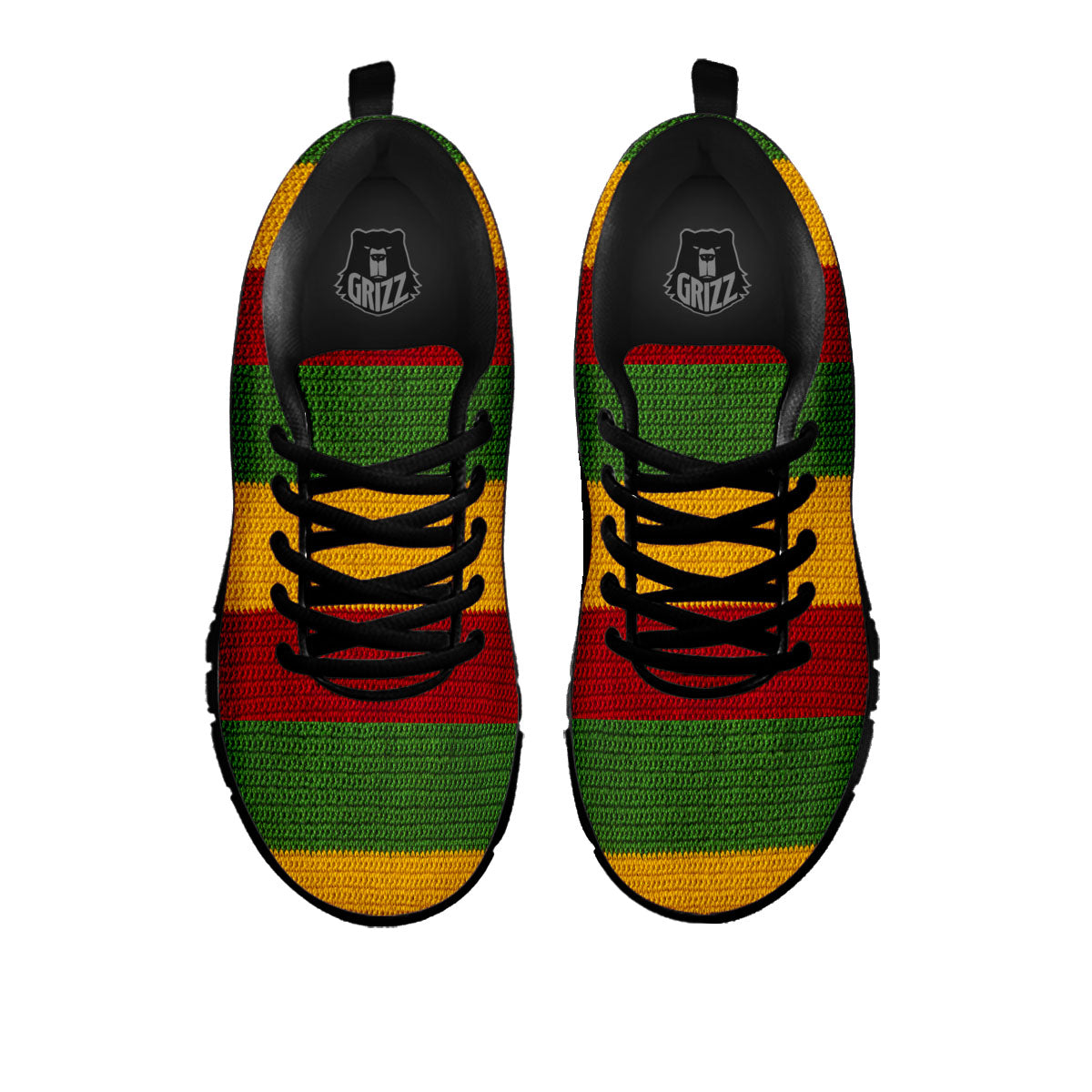 Reggae Knitted Print Pattern Black Sneaker-grizzshop