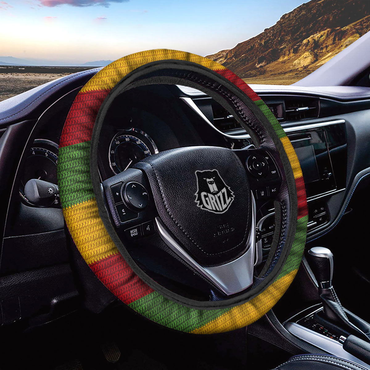 Reggae Knitted Print Pattern Car Steering Wheel Cover-grizzshop