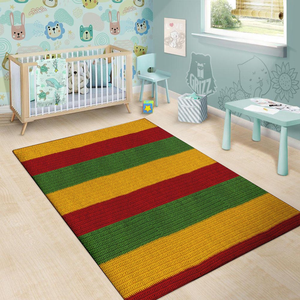 Reggae Knitted Print Pattern Floor Mat-grizzshop