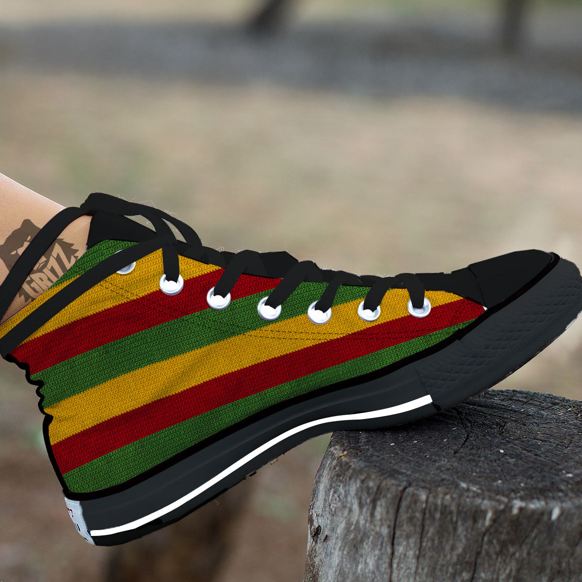 Reggae Knitted Print Pattern High Top Shoes-grizzshop