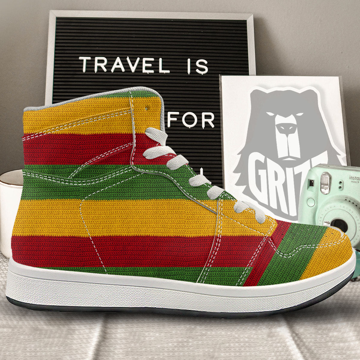 Reggae Knitted Print Pattern High Top Sneakers-grizzshop