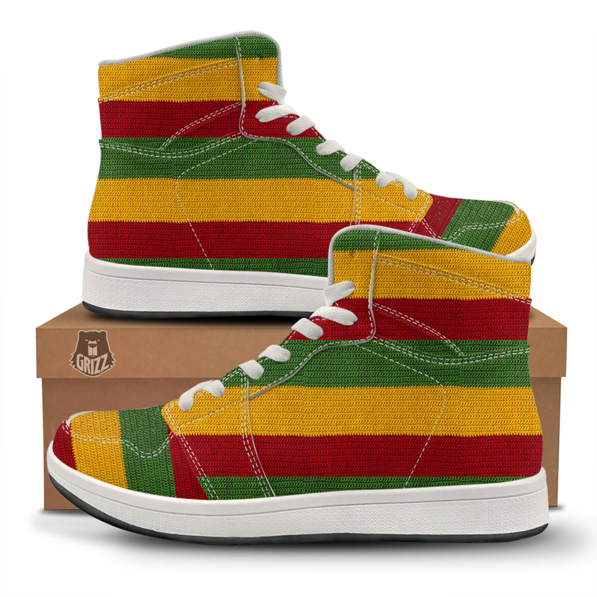 Reggae Knitted Print Pattern High Top Sneakers-grizzshop