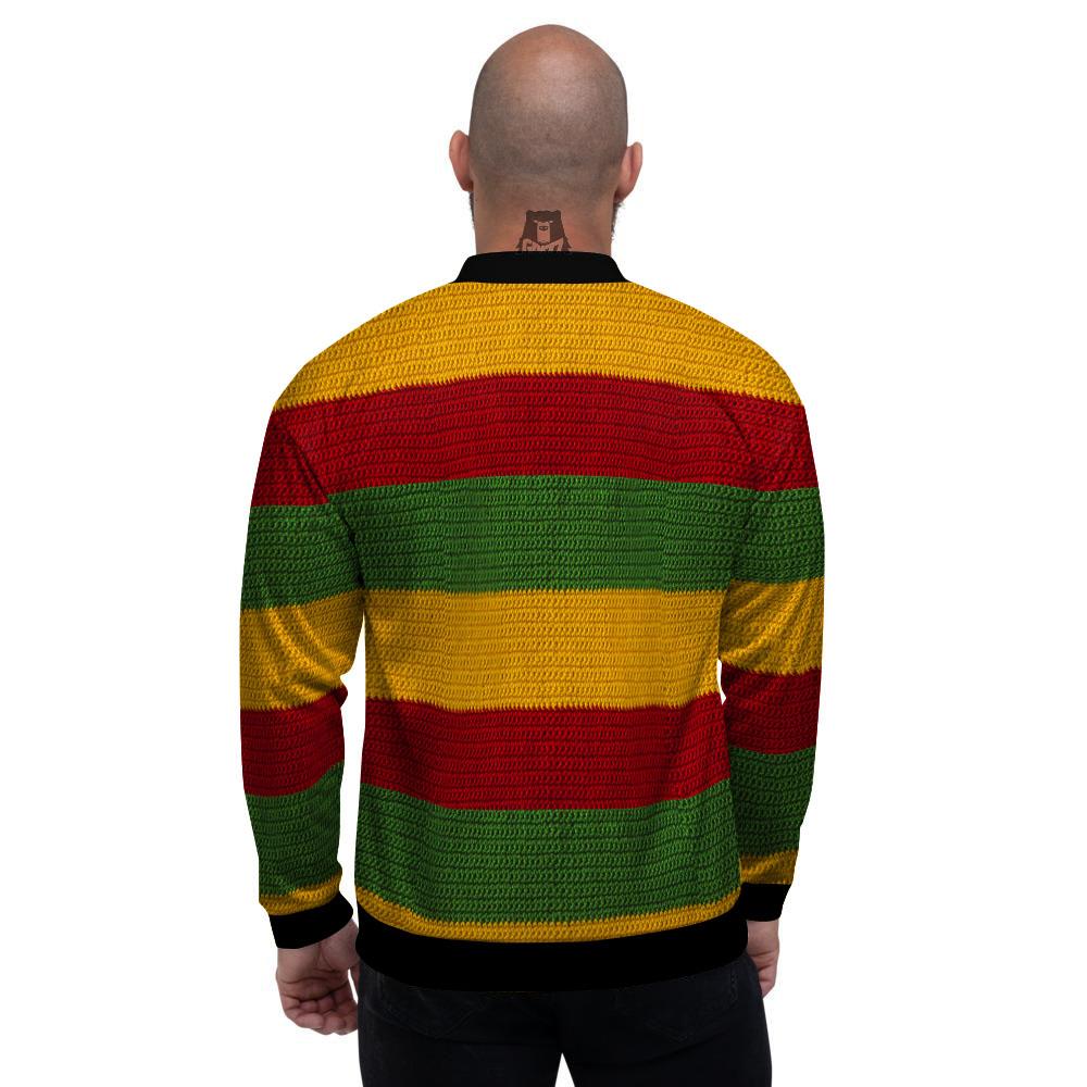 Reggae Knitted Print Pattern Men's Bomber Jacket-grizzshop