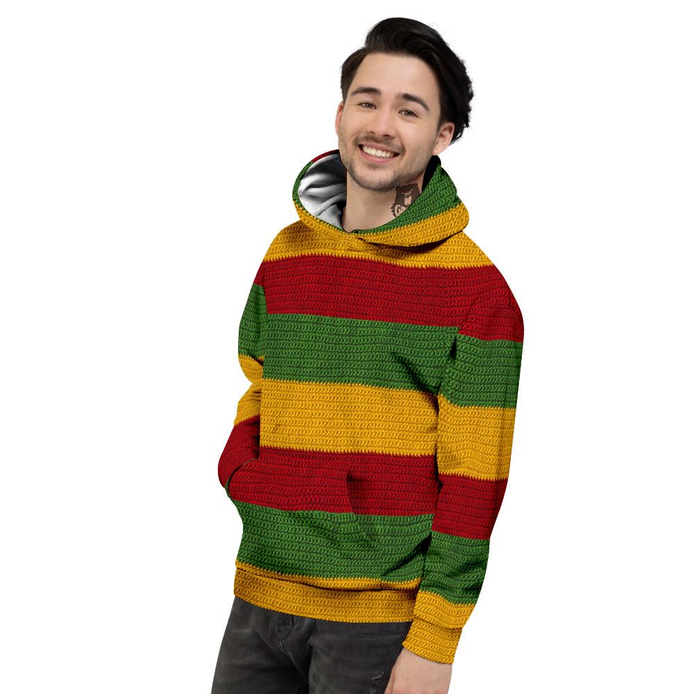 Reggae Knitted Print Pattern Men's Hoodie-grizzshop