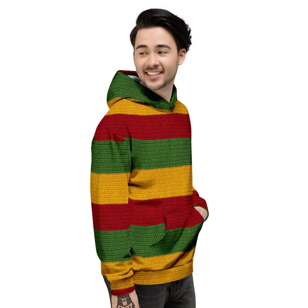 Reggae Knitted Print Pattern Men's Hoodie-grizzshop