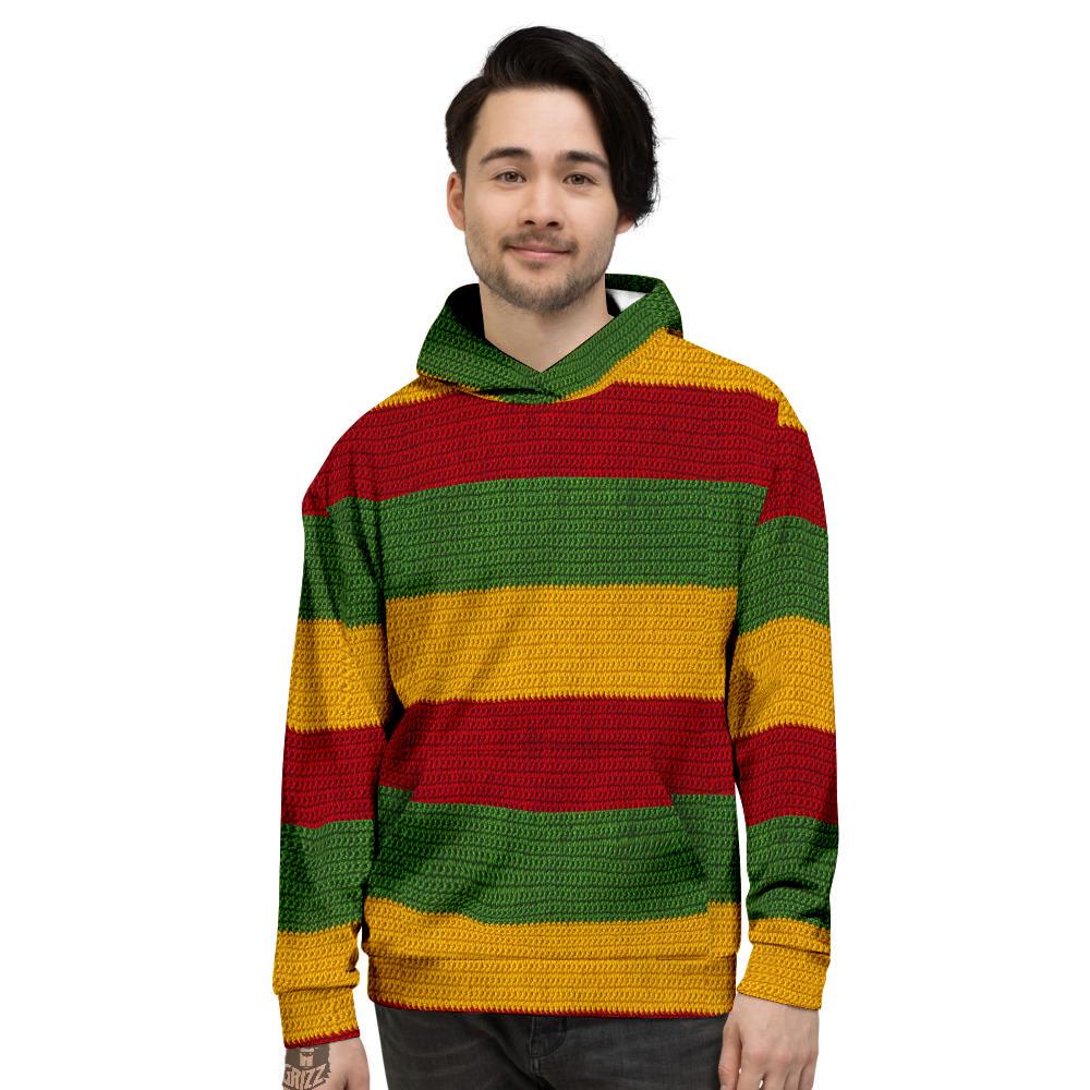 Reggae Knitted Print Pattern Men's Hoodie-grizzshop