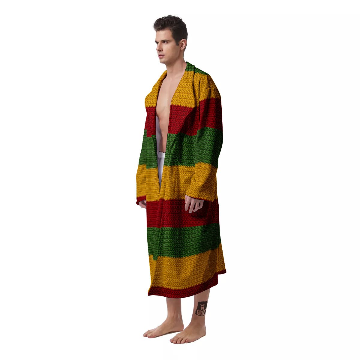 Reggae Knitted Print Pattern Men's Robe-grizzshop