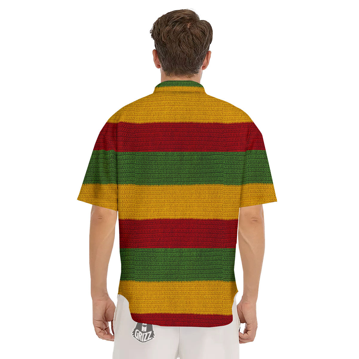 Reggae Knitted Print Pattern Men's Short Sleeve Shirts-grizzshop
