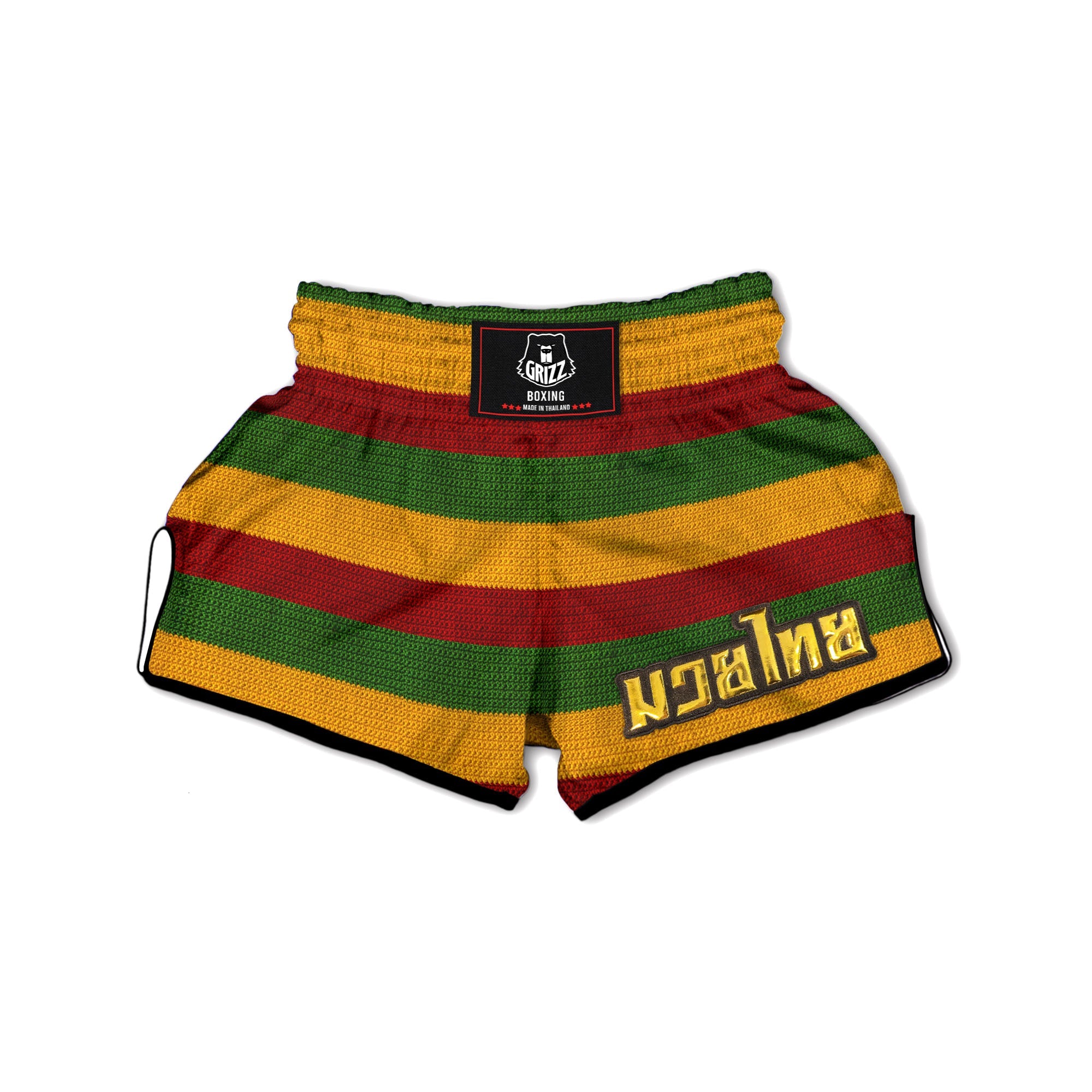 Reggae Knitted Print Pattern Muay Thai Boxing Shorts-grizzshop