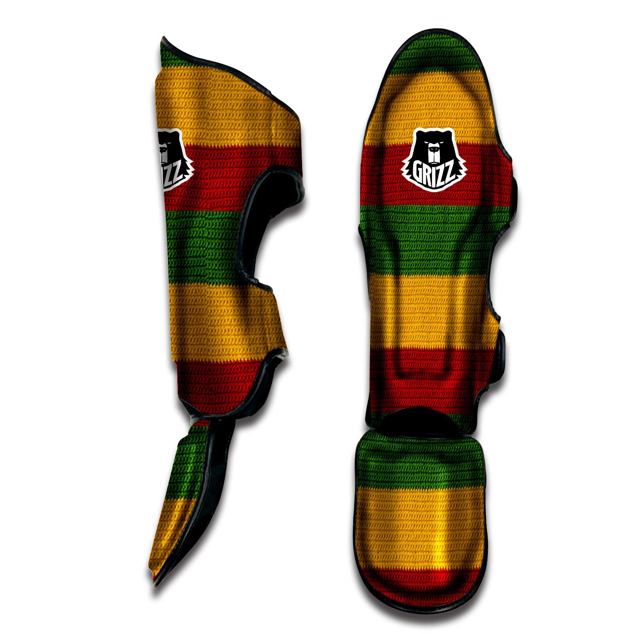 Reggae Knitted Print Pattern Muay Thai Shin Guards-grizzshop