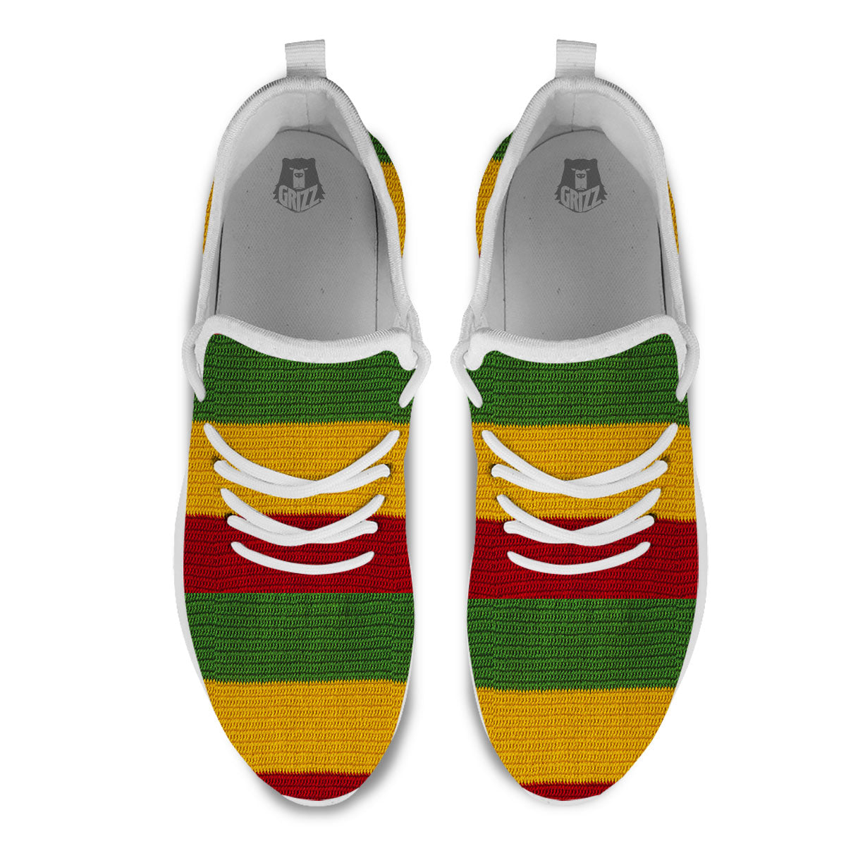 Reggae Knitted Print Pattern White Athletic Shoes-grizzshop