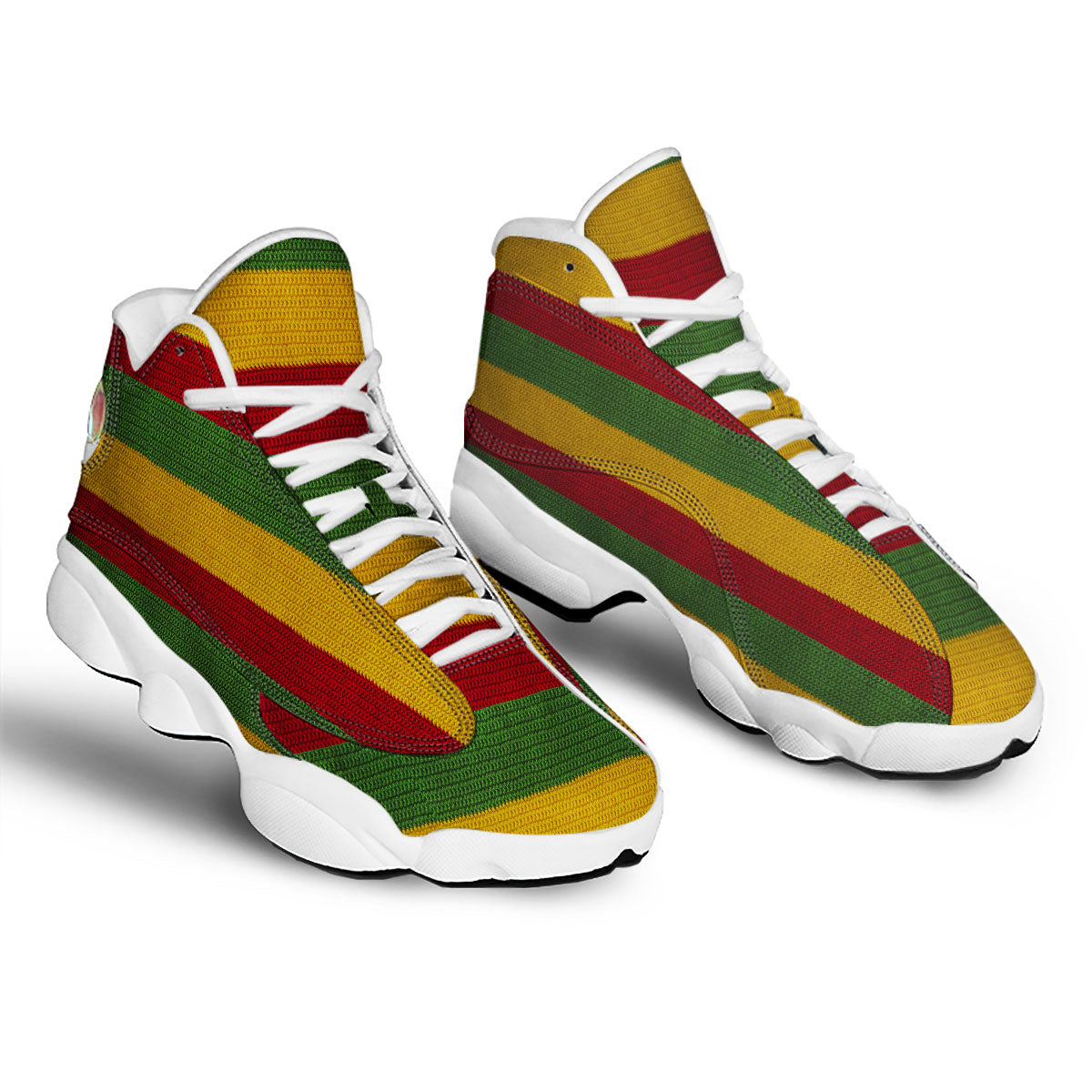 Reggae Knitted Print Pattern White Basketball Shoes-grizzshop