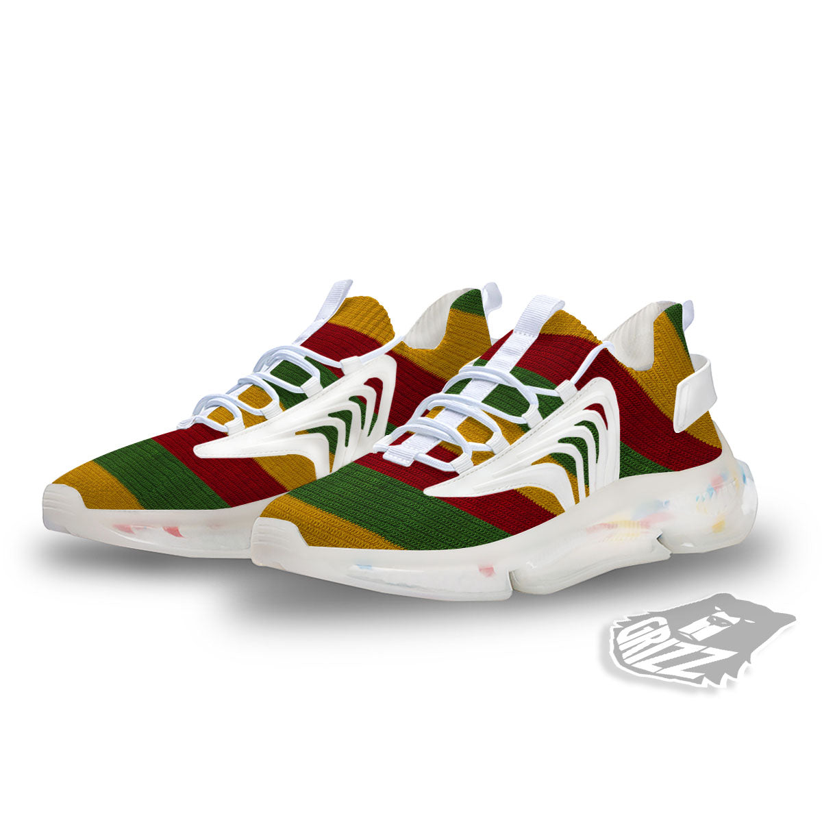 Reggae Knitted Print Pattern White Gym Shoes-grizzshop