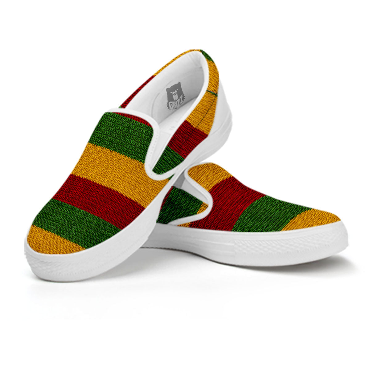 Reggae Knitted Print Pattern White Slip On Shoes-grizzshop