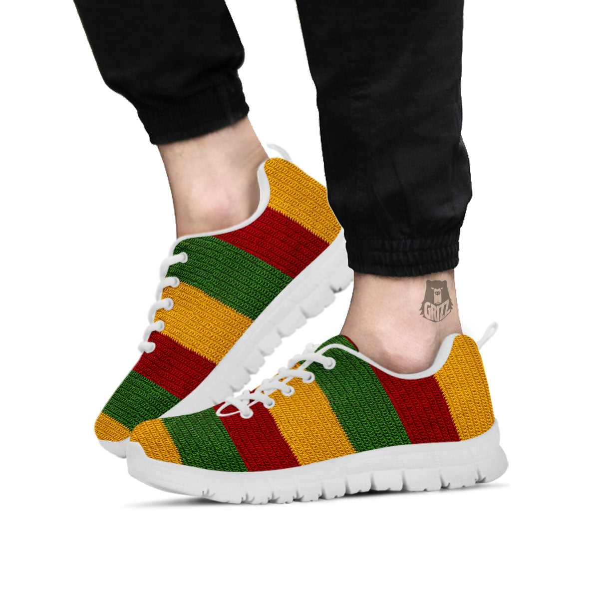 Reggae Knitted Print Pattern White Sneaker-grizzshop